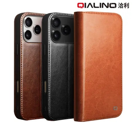QIALINO Apple 蘋果 iPhone 17系列 真皮經典皮套 牛皮 側翻皮套 翻蓋皮套◉80D030